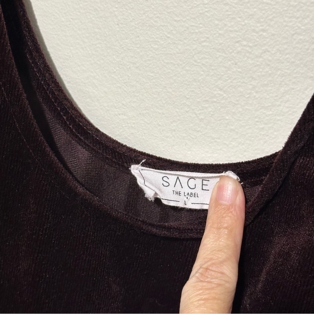 Anthropologie SAGE the Label Mini Dress Jumper Size L Velvet Corduroy Maroon Y2K - Picture 6 of 8